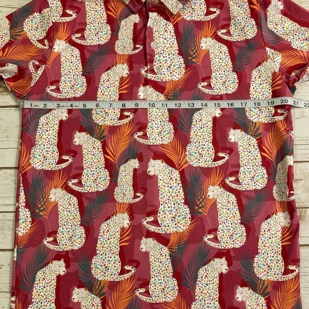 Proud 90 Men’s Jungle Cats UPF 30 UV Protection Golf Polo Medium - Picture 3 of 8